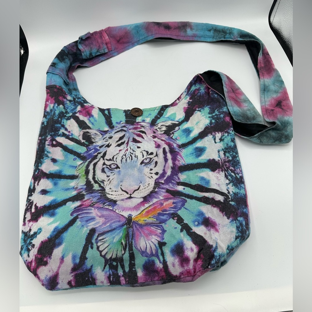 THE COLLECTION ROYAL Crossbody Bag Sling Boho Hippie Tie-Dye Tiger Butterfly